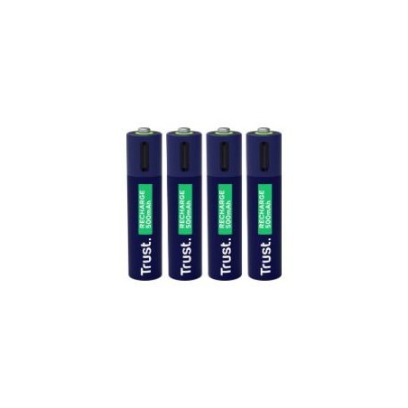 Pilas Recargables Trust AAA USBC-C Pack 4 Azul (25671)