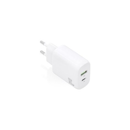 Cargador Pared AISENS USB-A USB-C 30W Blanco(A110-0923)