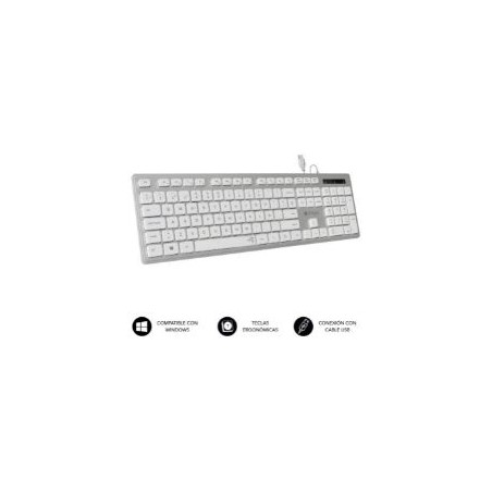 Teclado SUBBLIM Ergo Flat USB Plata (SUBKBC-0EKE20)