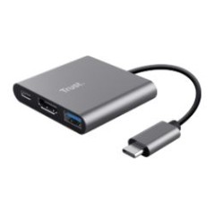 Adaptador Trust Dalyx 3en1 USB-C Auminio/Negro (23772)