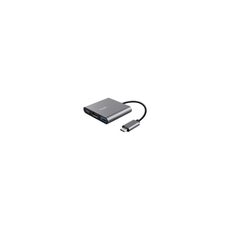 Adaptador Trust Dalyx 3en1 USB-C Auminio/Negro (23772)