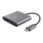 Adaptador Trust Dalyx 3en1 USB-C Auminio/Negro (23772)