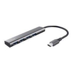 Hub Trust Halyx USB-A a 4xUSB-C 3.0 Gris/Negro (24948)
