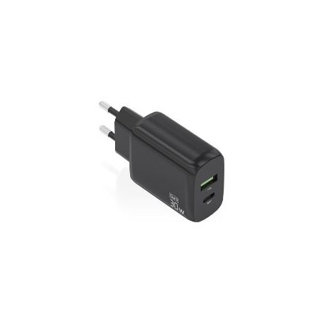 Cargador Pared AISENS 30W USB-A USB-C Negro (A110-0924)