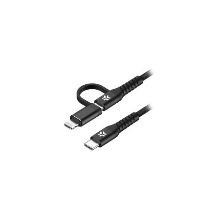 Cable CELLY USB-C a USB-C/Lightning 100W (USBC2IN1BK)