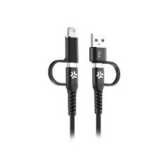 Cable CELLY USB-A/C a USB-C/Lightning 35W (USBC4IN1BK)