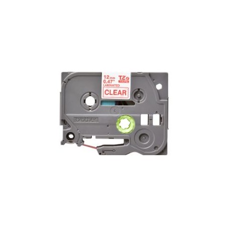 Cinta BROTHER 12mm 8m Rojo sobre Transparente (TZe-132)