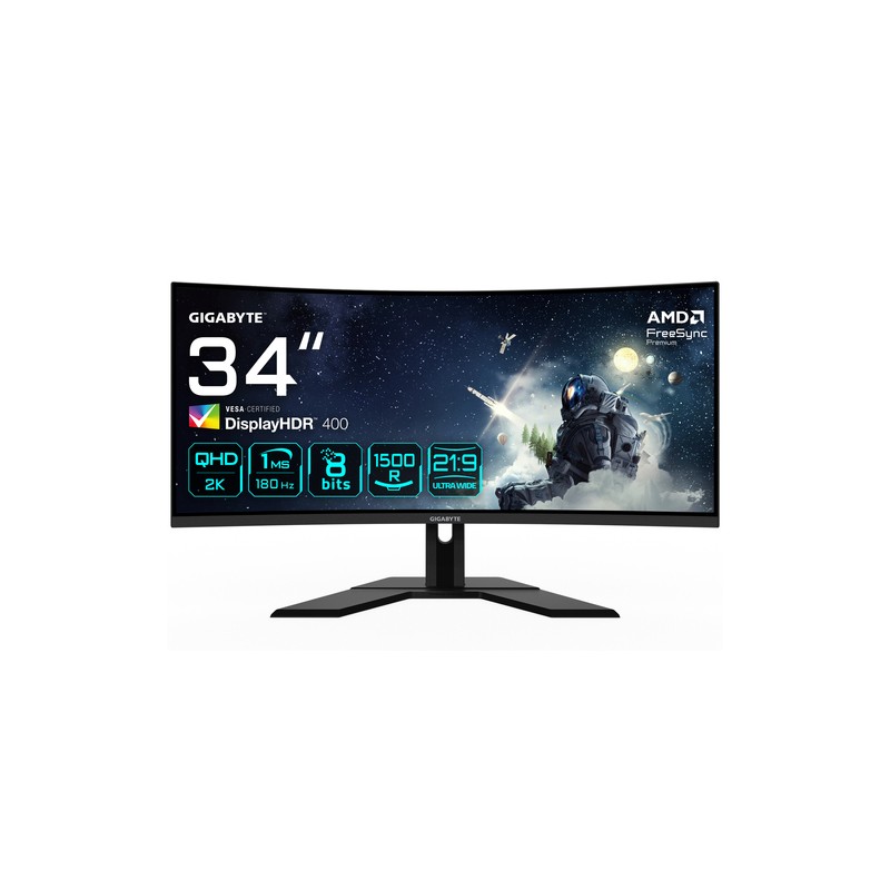 Monitor GIGABYTE G34WQCP 34" VA QHD 180Hz Curvo Negro Monitor GIGABYTE G34WQCP 34" VA QHD 180Hz Curvo Negro