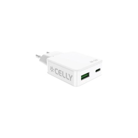 Cargador CELLY Slim 45W 1USB-A 1USB-C (SLIMTC1C1A45WWH)