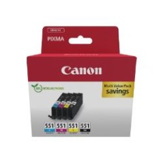 Tinta Canon CLI-551 Pack Negro/Tricolor (6509B015)