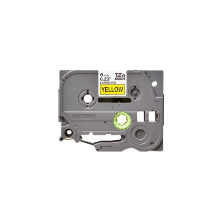 Cinta BROTHER 6mm 8m Negro sobre Amarillo (TZe-611)