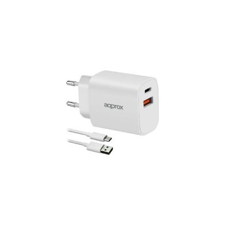 Cargador Pared Approx USB-A/USB-C Cable (APPUSBWALL20W)