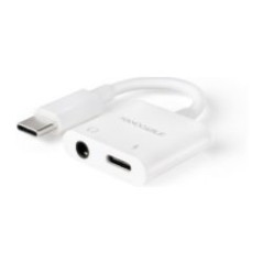 Nanocable USB-C a Jack+USB-C/H 60W Blanco (10.24.1206)