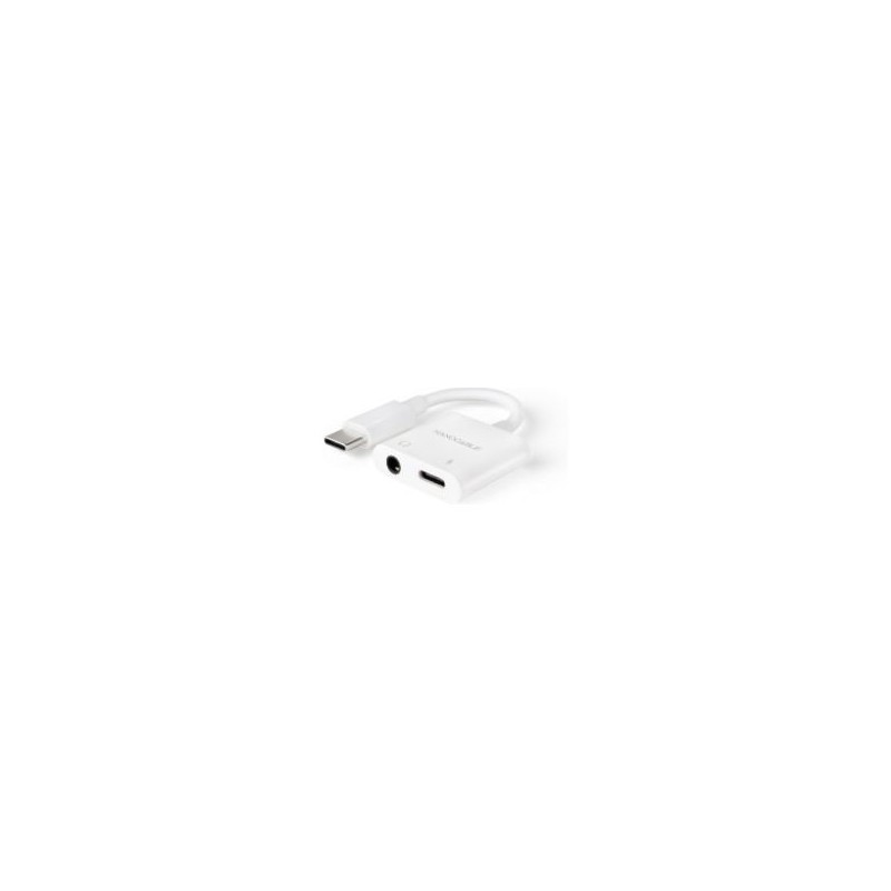 Nanocable USB-C a Jack+USB-C/H 60W Blanco (10.24.1206)
