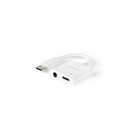 Nanocable USB-C a Jack+USB-C/H 60W Blanco (10.24.1206)