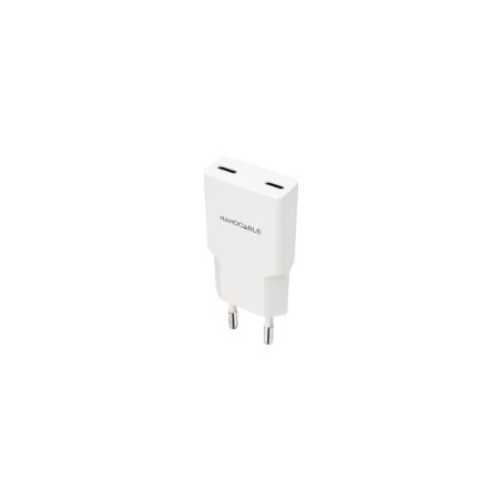 Cargador Nanocable 2xUSB-C PD 20W Blanco (10.10.2023)