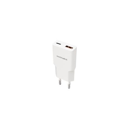 Cargador Nanocable USB-A/USB-C 30W Blanco (10.10.2028)