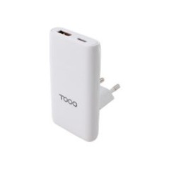 Cargador de Viaje TooQ GaN USB-A/USB-C PD/QC 65W Blanco