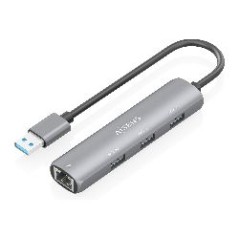 Hub AISENS USB-A a 3xUSB-A/1xRJ45 Gris (ASUC-4P034-GR)