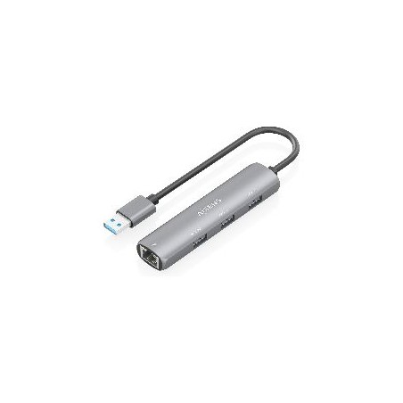 Hub AISENS USB-A a 3xUSB-A/1xRJ45 Gris (ASUC-4P034-GR)