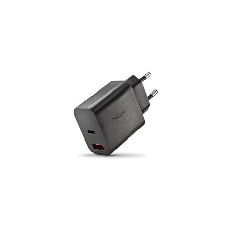 Cargador NGS GaN 20W 1USB-A 1USB-C Negro (ERA20WBLACK)