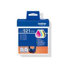 Tinta Brother Negro/Cian/Magenta/Amarillo (LC521VAL)