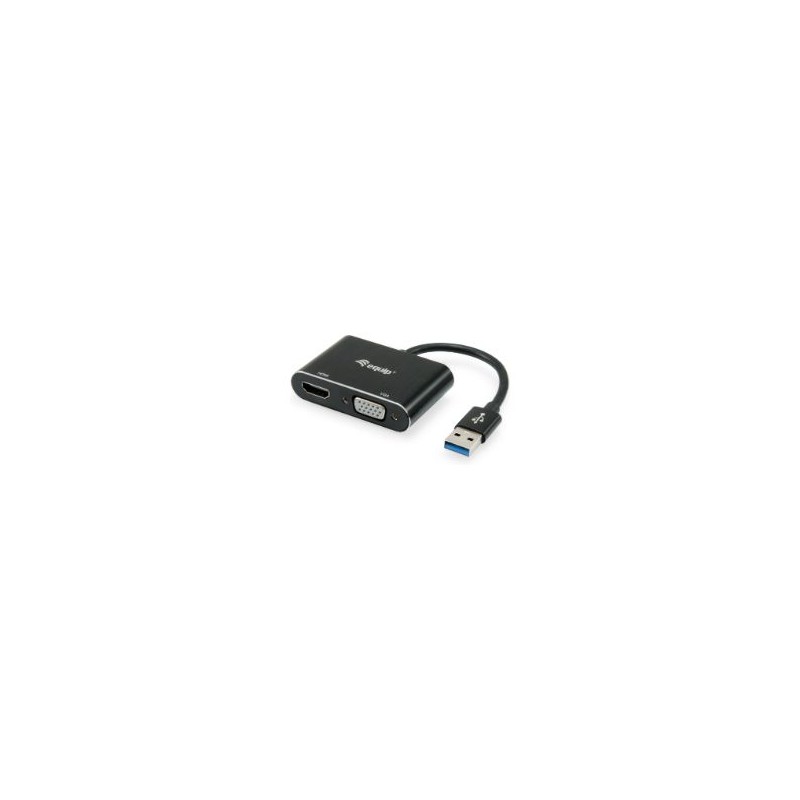 Cable EQUIP USB-A/M a HDMI/VGA/H 0.2m Negro (EQ133386)