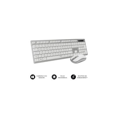 T+Ratón SUBBLIM Ergo Flat Wireless Plata/Blan (CEKE10)