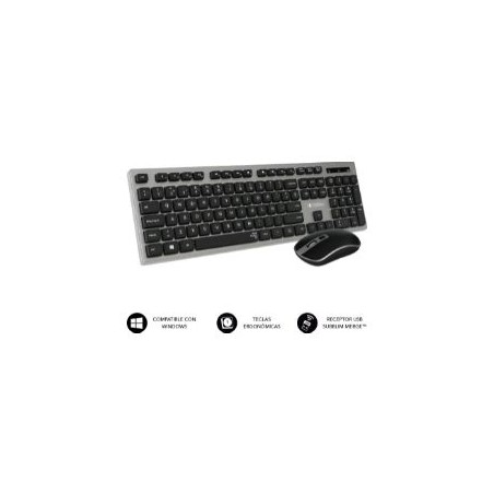 T+Ratón SUBBLIM Ergo Flat Wireless Negro/Gris (CEKE01)