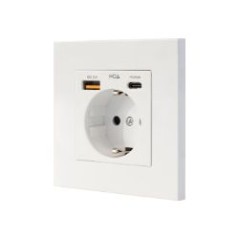 Enchufe Pared Nanocable Schuko/USB-A/USB-C (10.35.0011)