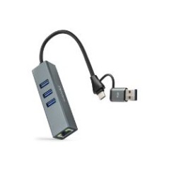 Conversor Nanocable USB-A/C a RJ45+3xUSB-A (10.03.0412)