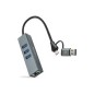 Conversor Nanocable USB-A/C a RJ45+3xUSB-A (10.03.0412)