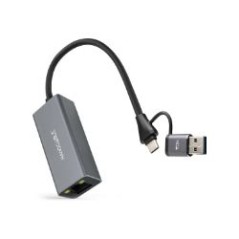 Conversor Nanocable USB-A+USB-C/M a RJ45 (10.03.0411)