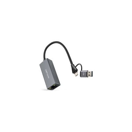 Conversor Nanocable USB-A+USB-C/M a RJ45 (10.03.0411)