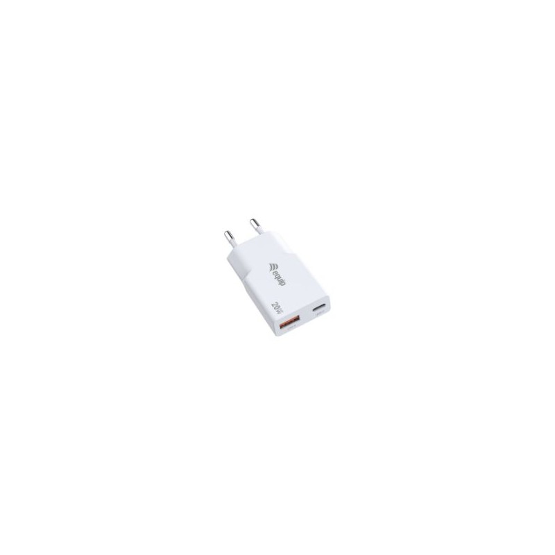 Cargador pared Equip GaN usb-C Usb-A 20w Blanco(245522)