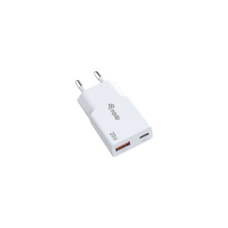 Cargador pared Equip GaN usb-C Usb-A 20w Blanco(245522)