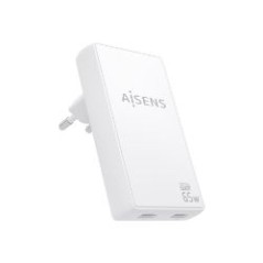Cargador Pared AISENS GaN 65W 2xUSB-C (ASCH-65W2P077-W)