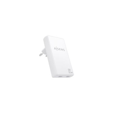 Cargador Pared AISENS GaN 65W 2xUSB-C (ASCH-65W2P077-W)