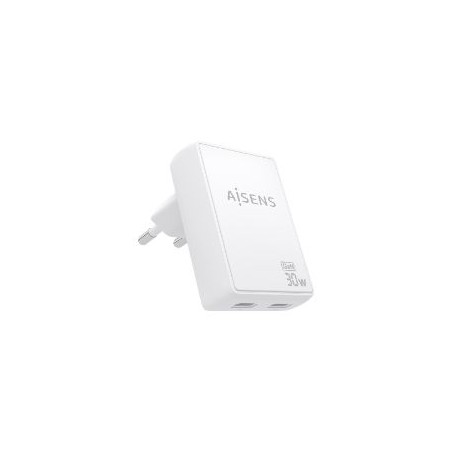 Cargador Pared AISENS GaN 30W 2xUSB-C (ASCH-30W2P075-W)