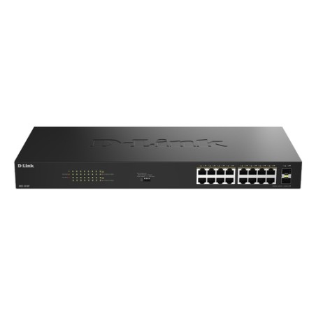 Switch D-Link 16xRJ45 2xSFP PoE Negro (DGS-1018P/E)